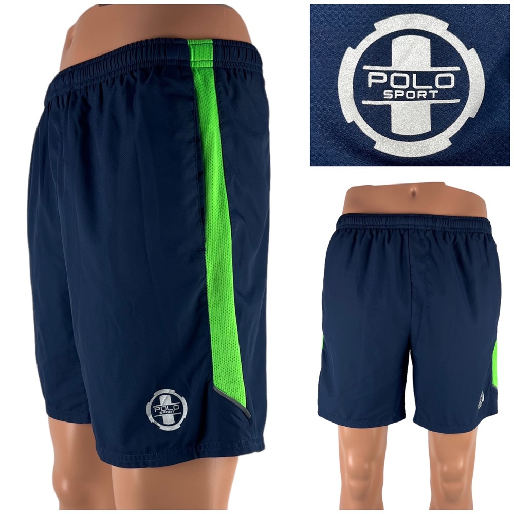 Polo Sport Ralph Lauren Mens Small Shorts Blue Green Running Polyester Liners 7”